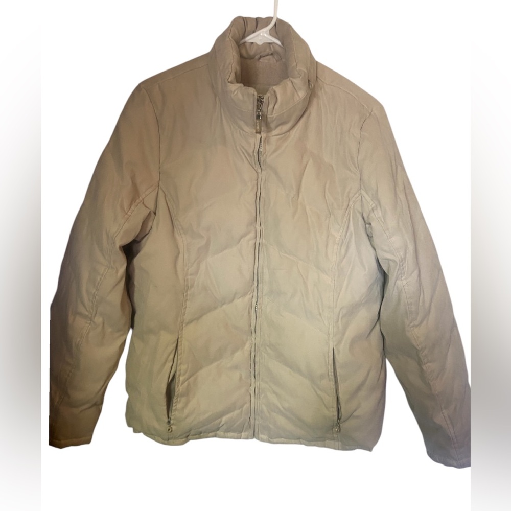 Vintage esprit down zipup outerwear tan puffer Jacket coat ladies large